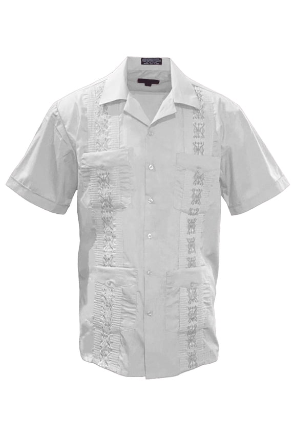 Mens Guayabera Summer Shirt - White - 2X-Large