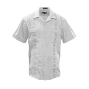 Gravity Threads Mens Guayabera Summer Shirt - White - Medium
