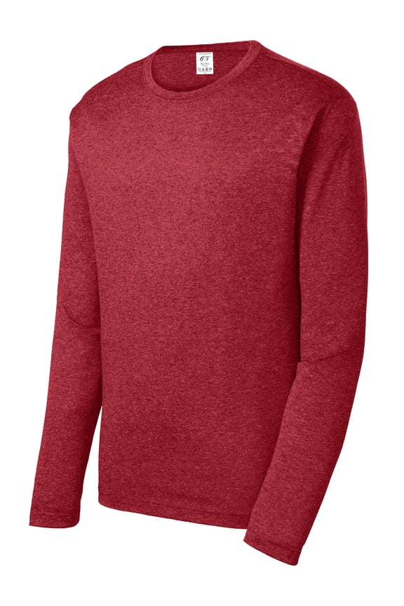 Mens Long-Sleeve Heather Shirt - Scarlet Red - Medium