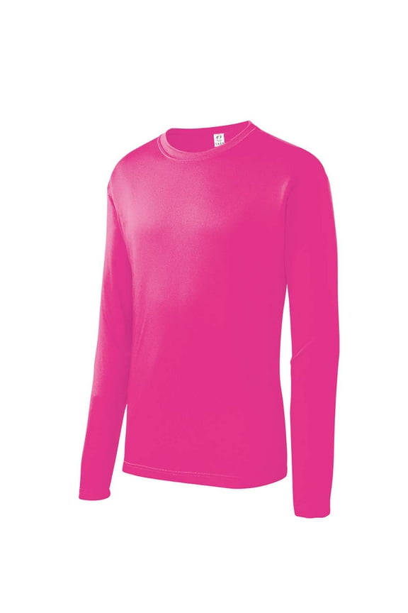 Mens Long-Sleeve Moisture WickenIng Shirt - Neon Pink - X-Large
