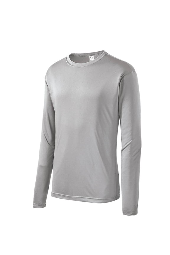 Mens Long-Sleeve Moisture WickenIng Shirt - Silver - Large