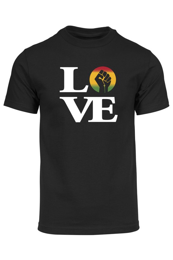Mens Love Raised Fist Short-Sleeve T-Shirt - Black - Medium
