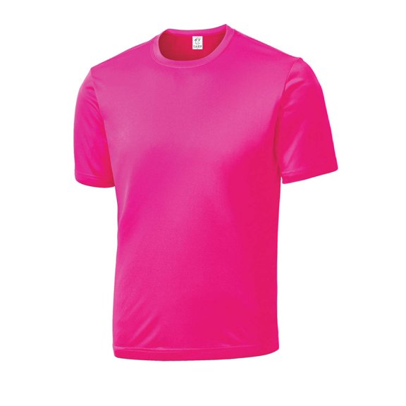 Gravity Threads Mens Short-Sleeve Moisture Wicking Shirt - Neon Pink - Medium