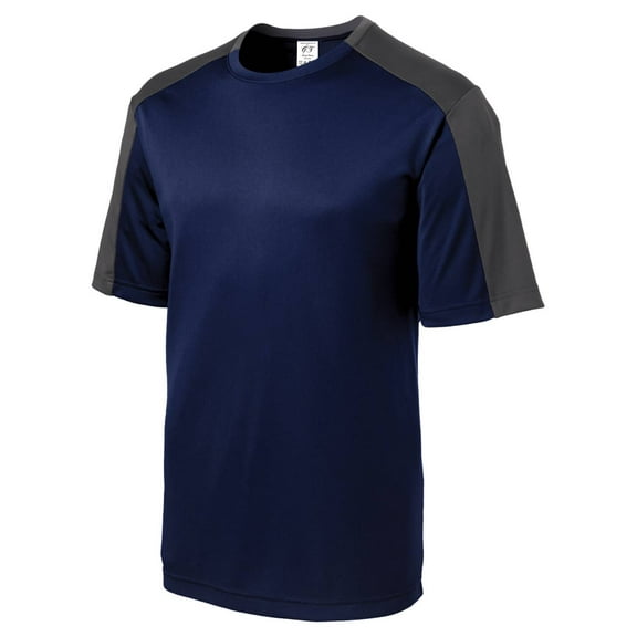 Gravity Threads Mens Sleeve-Blocked Moisture Wicking Shirt - True Navy/Iron Grey - X-Large