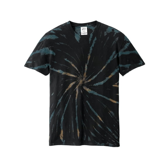 Gravity Threads Mens Tie-Dye Short-Sleeve T-Shirt - Black Galaxy Spiral - XL