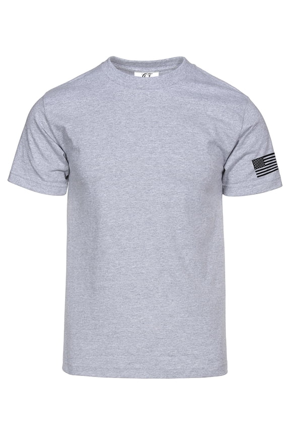 Mens USA Flag Sleeve T-Shirt - Heather Grey - X-Large