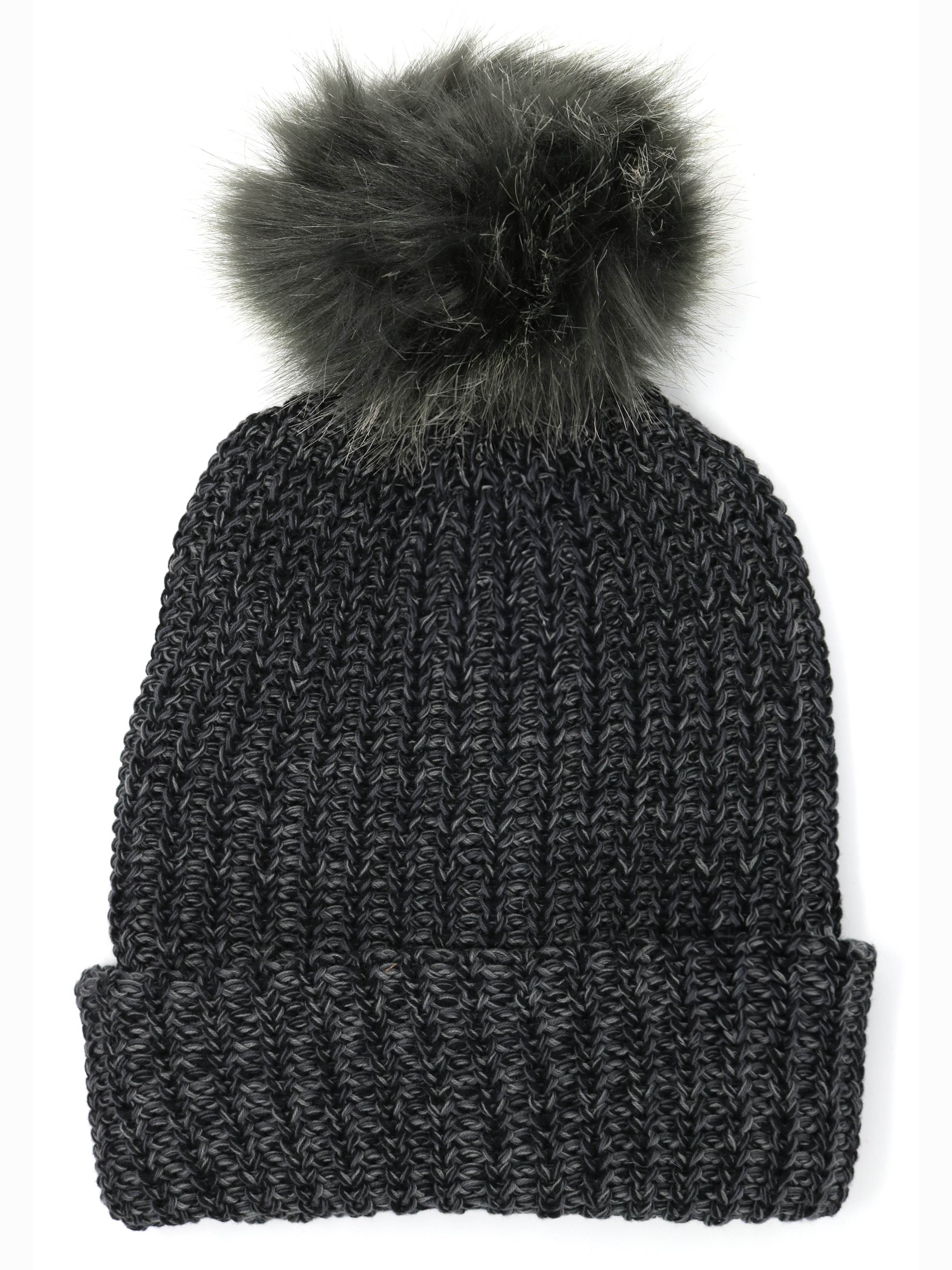 Gravity Threads Multi Color Knit Pom Beanie, Black/Dark  display picture 1
