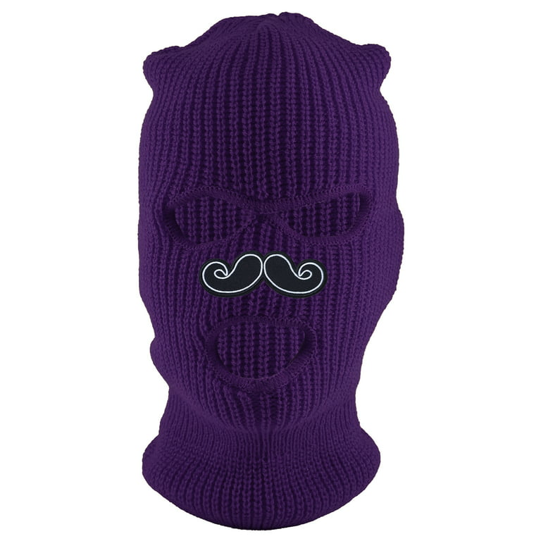 Gravity Threads Mustache Patch 3-Hole Ski Mask - Purple 