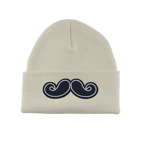 Gravity Threads Mustache Patch Cuffed Beanie - White