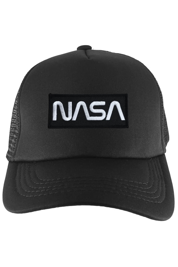 Nasa Patch Adjustable Trucker Hat - Black