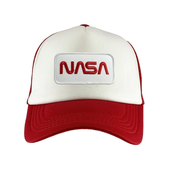 Gravity Threads Nasa Patch Adjustable Trucker Hat - White Patch - Red/White