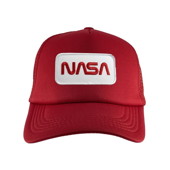 Gravity Threads Nasa Patch Adjustable Trucker Hat - White Patch - Red