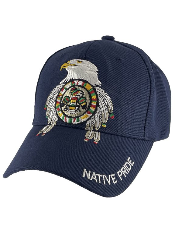 Native Pride Adjustable Baseball Hat - Eagle Emblem - Navy