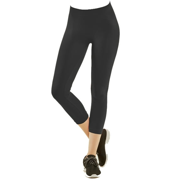 Gravity Threads Nylon Spandex Womens Capri Leggings, Black
