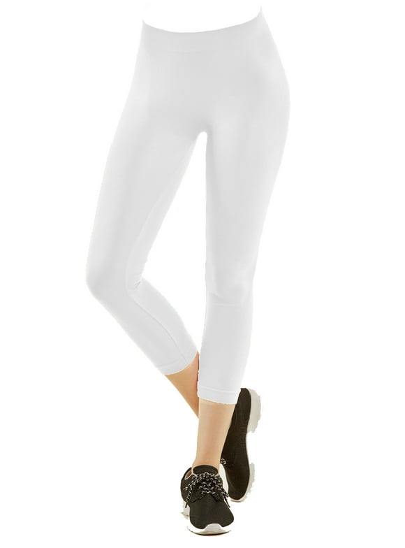 Gravity Threads Nylon Spandex Womens Capri Leggings - White