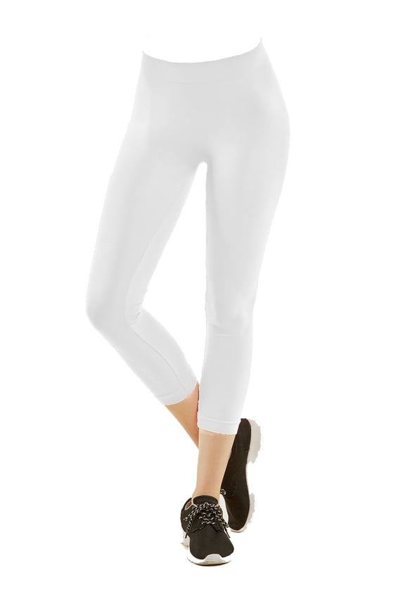 Nylon Spandex Womens Capri Leggings - White