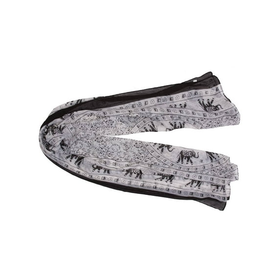 Gravity Threads Paisley Elephant Vintage Solid Viscose Scarf, Elephant Black