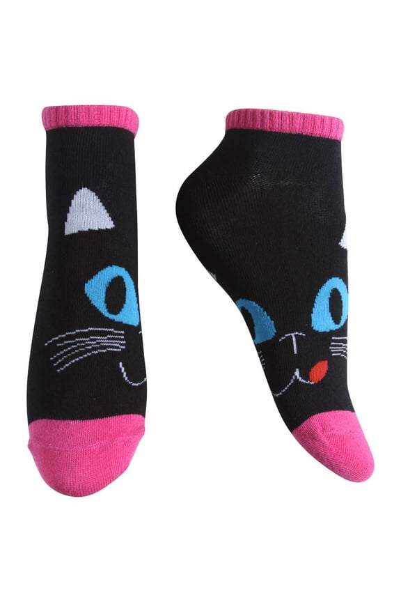 Pattern Design Ankle Length Socks, Black Cat