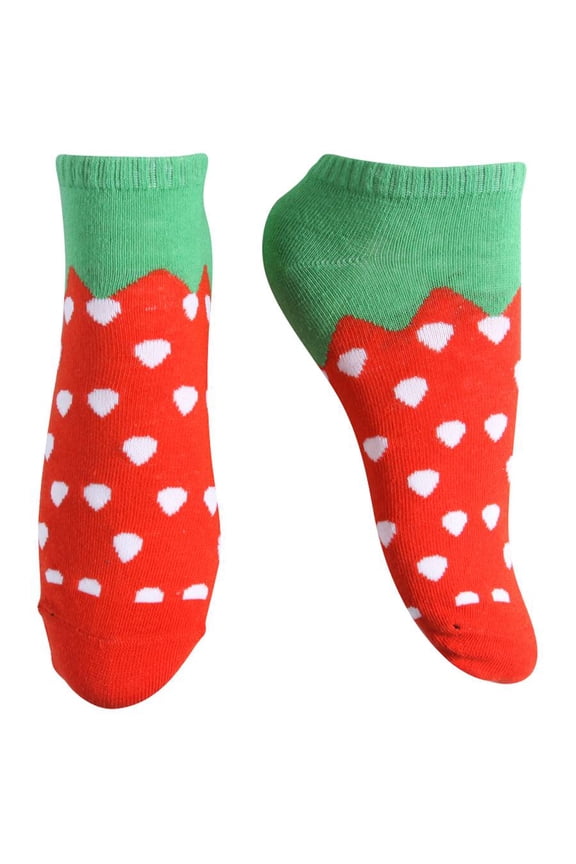 Pattern Design Ankle Length Socks, Strawberry 4 set