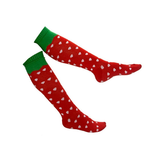 Gravity Threads Pattern Design Knee Length Socks, Strawberry 4 SET