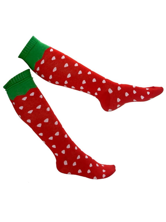 Pattern Design Knee Length Socks, Strawberry 4 SET