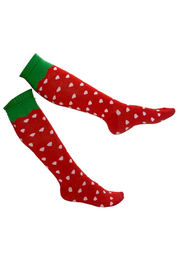 Pattern Design Knee Length Socks, Strawberry
