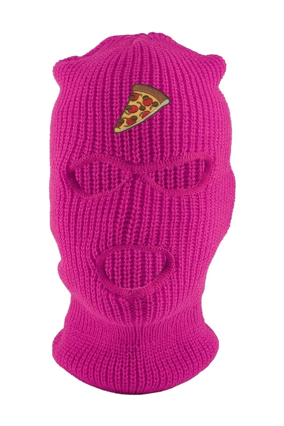 Pizza Slice Patch 3-Hole Ski Mask - Hot Pink