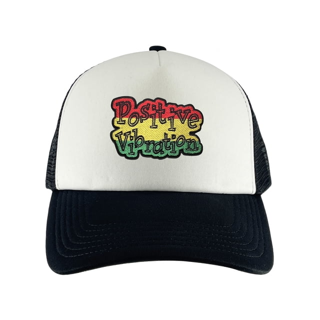 Gravity Threads Positive Vibration Patch Adjustable Trucker Hat - Black/White