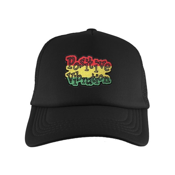 Gravity Threads Positive Vibration Patch Adjustable Trucker Hat - Black