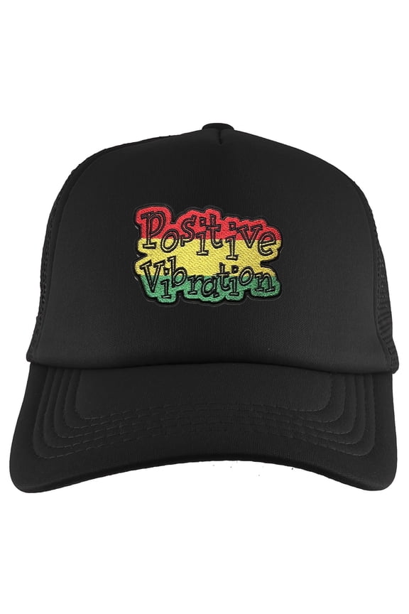 Positive Vibration Patch Adjustable Trucker Hat - Black