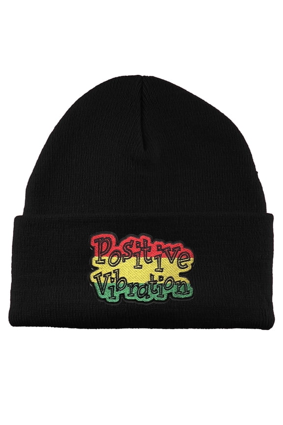 Positive Vibration Patch Cuffed Beanie - Black