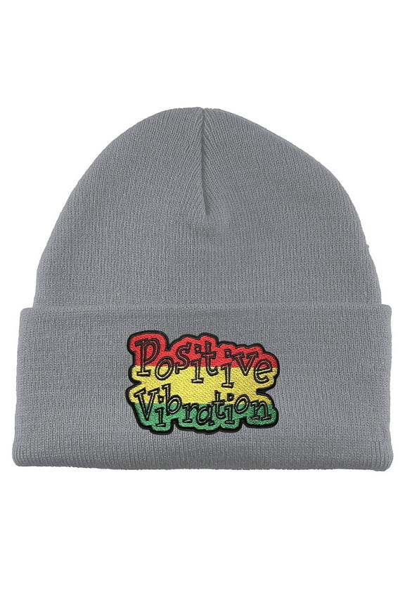 Positive Vibration Patch Cuffed Beanie - Heather Grey
