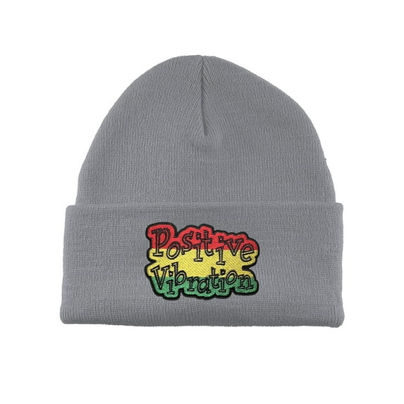 Gravity Threads Positive Vibration Patch Cuffed Beanie - Heather Grey