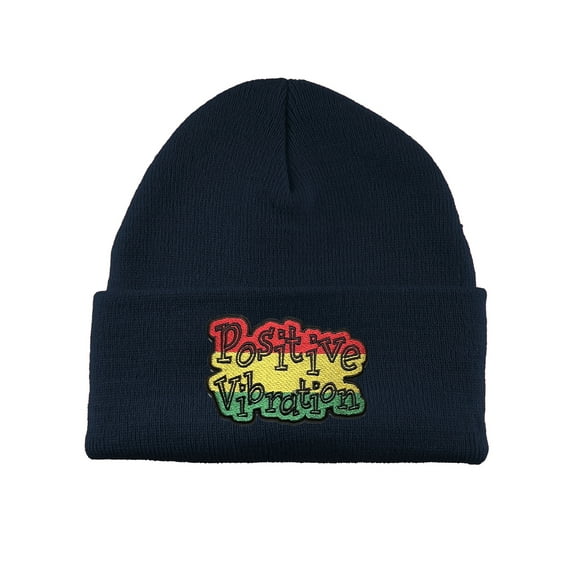 Gravity Threads Positive Vibration Patch Cuffed Beanie - Navy