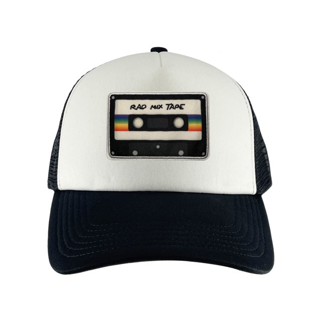 Gravity Threads Rad Mix Tape Patch Adjustable Trucker Hat - Black/White