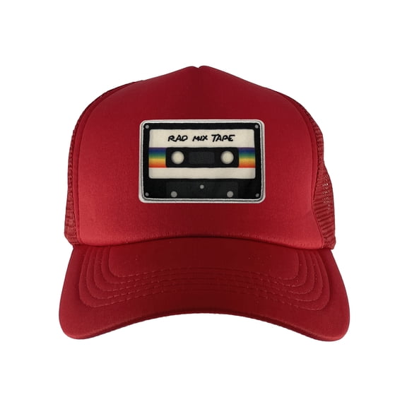 Gravity Threads Rad Mix Tape Patch Adjustable Trucker Hat - Red
