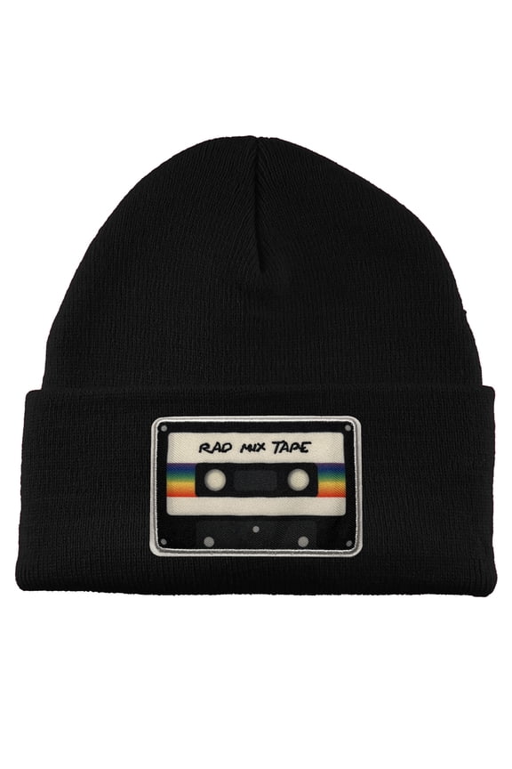 Rad Mix Tape Patch Cuffed Beanie - Black