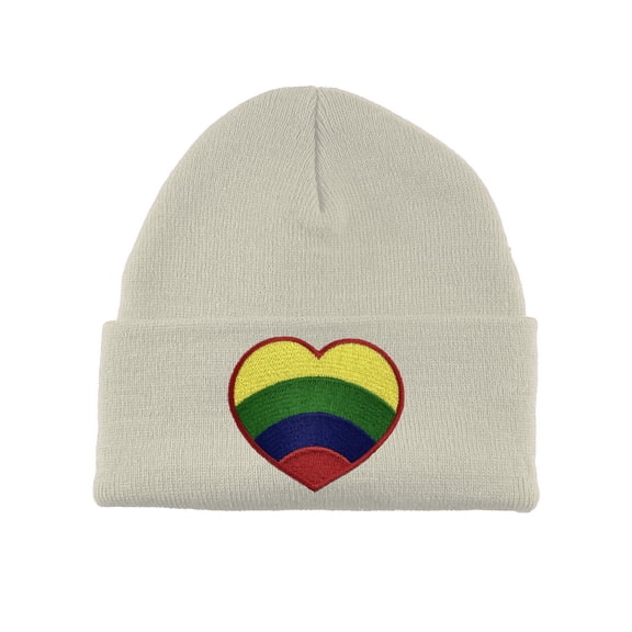 Gravity Threads Rainbow Heart Patch Cuffed Beanie - White