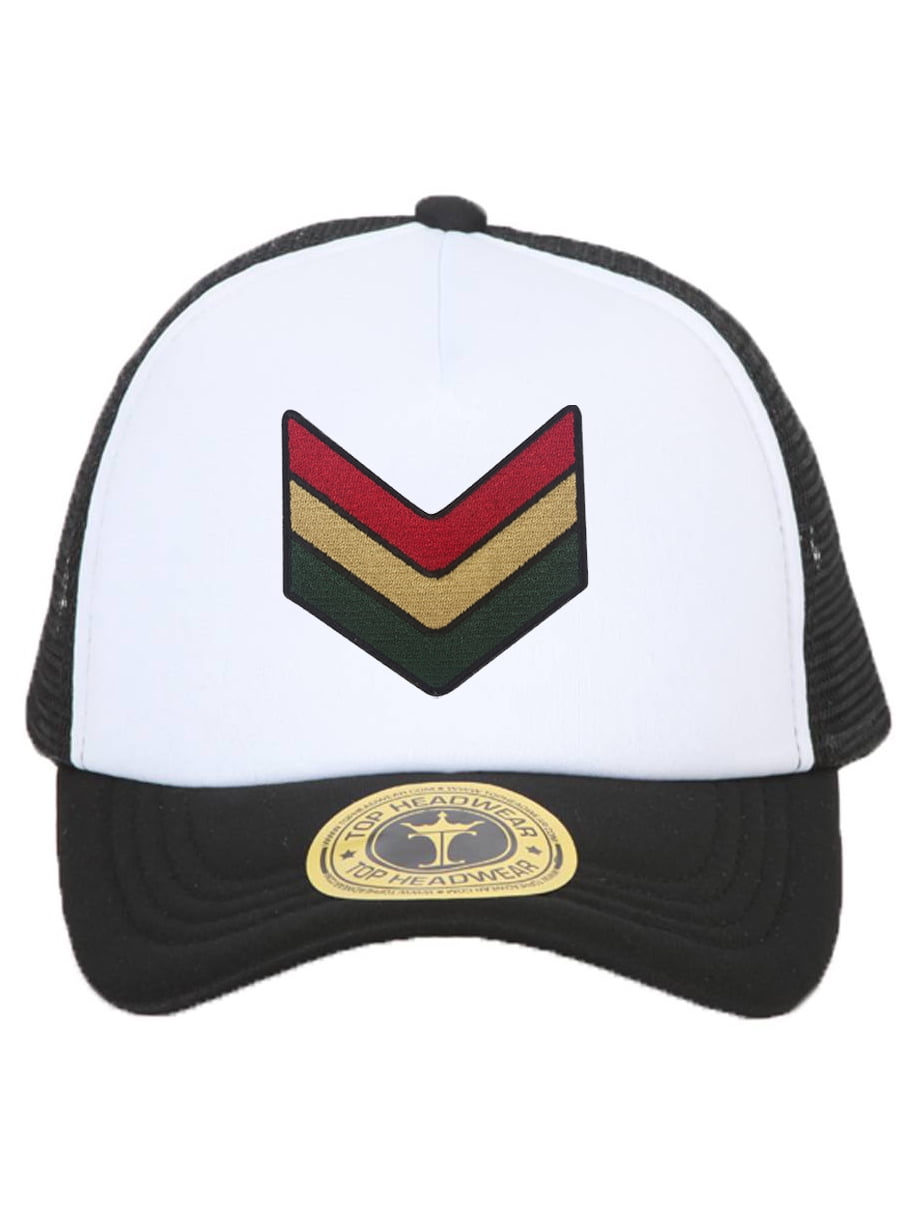 Gravity Threads Rasta Chevrons Patch Trucker Hat - Black/White ...
