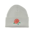 thumbnail image 1 of Gravity Threads Red Rose Embroidery Cuffed Beanie - White, 1 of 3