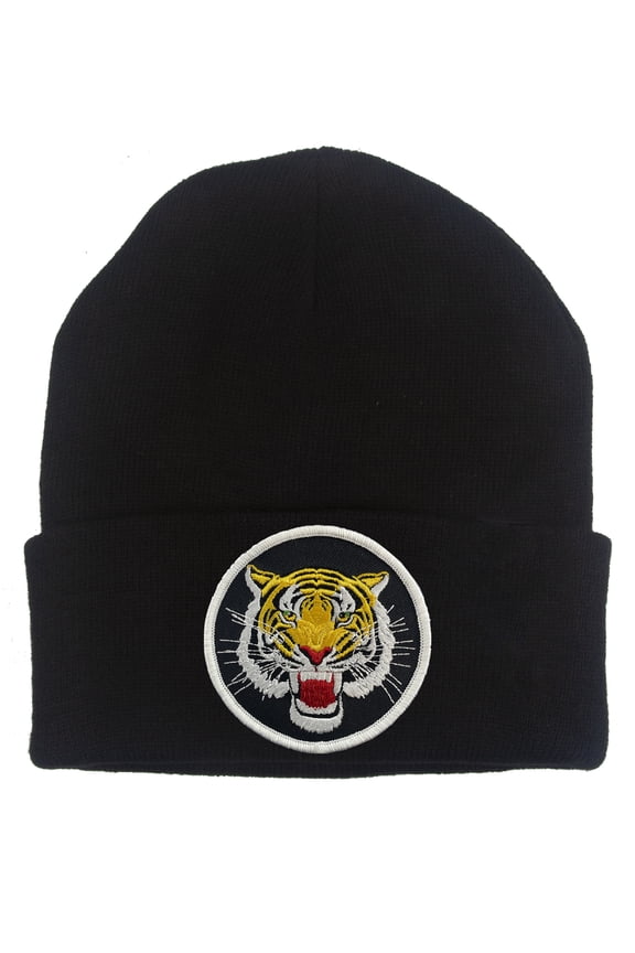 Roaring Tiger Patch Cuffed Beanie - Black