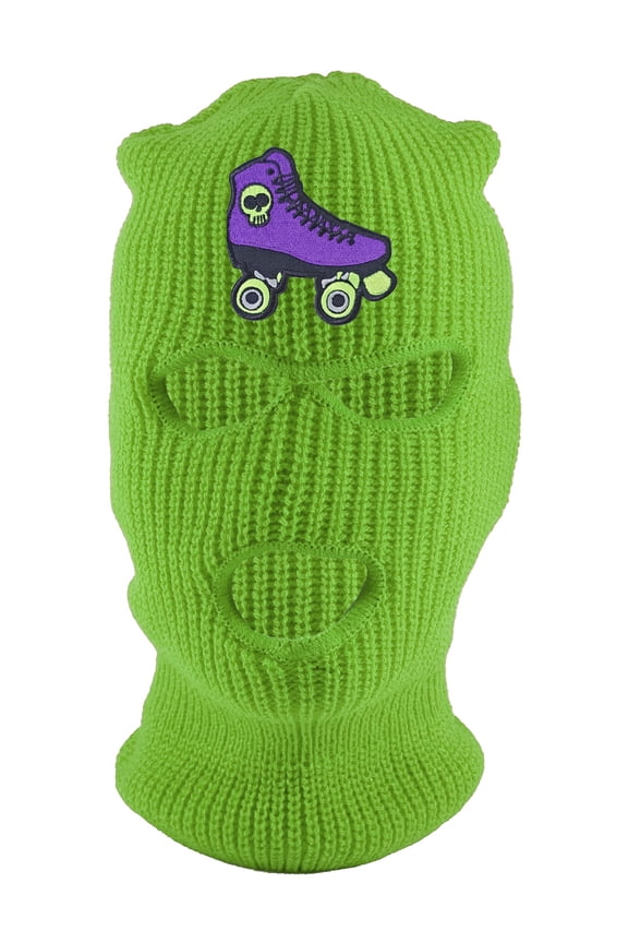 Rollerskate Patch 3-Hole Ski Mask - Neon Green