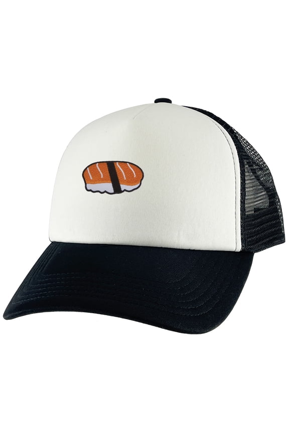 Salmon Nigiri Sushi Adjustable Trucker Hat - Black/White