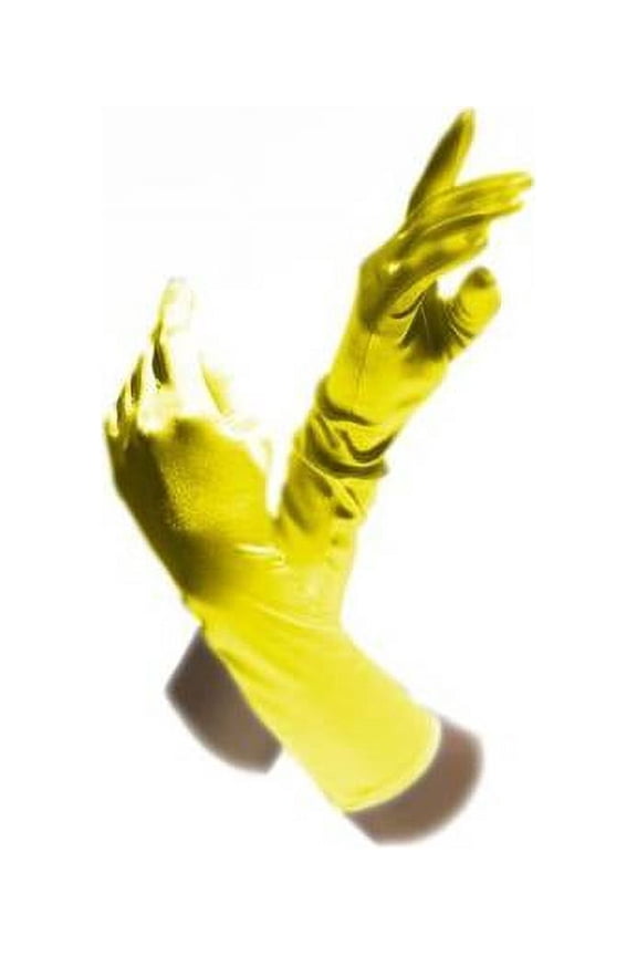Satin Opera Gloves Above the Elbow 14.7 inches Pale Yellow