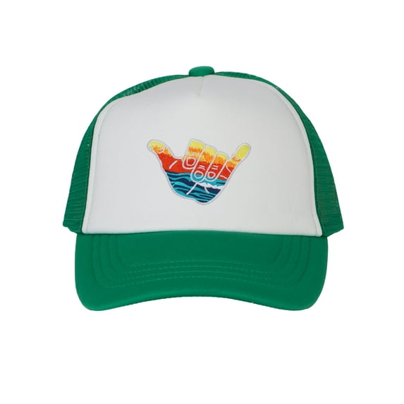 Gravity Threads Shaka Youth Adjustable Trucker Hat - Green/White