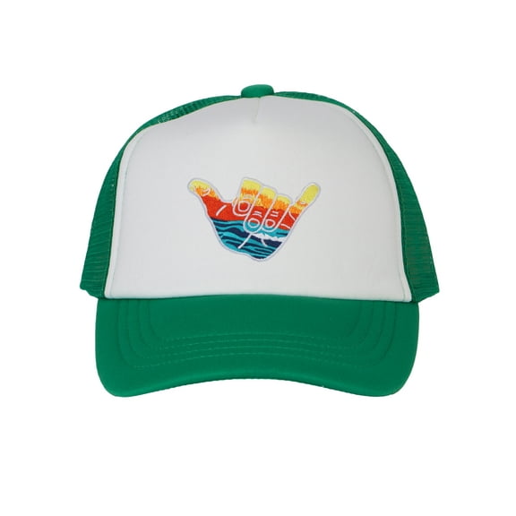 Gravity Threads Shaka Youth Adjustable Trucker Hat - Green/White