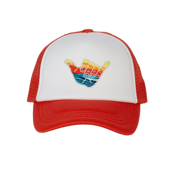 Gravity Threads Shaka Youth Adjustable Trucker Hat - Red/White