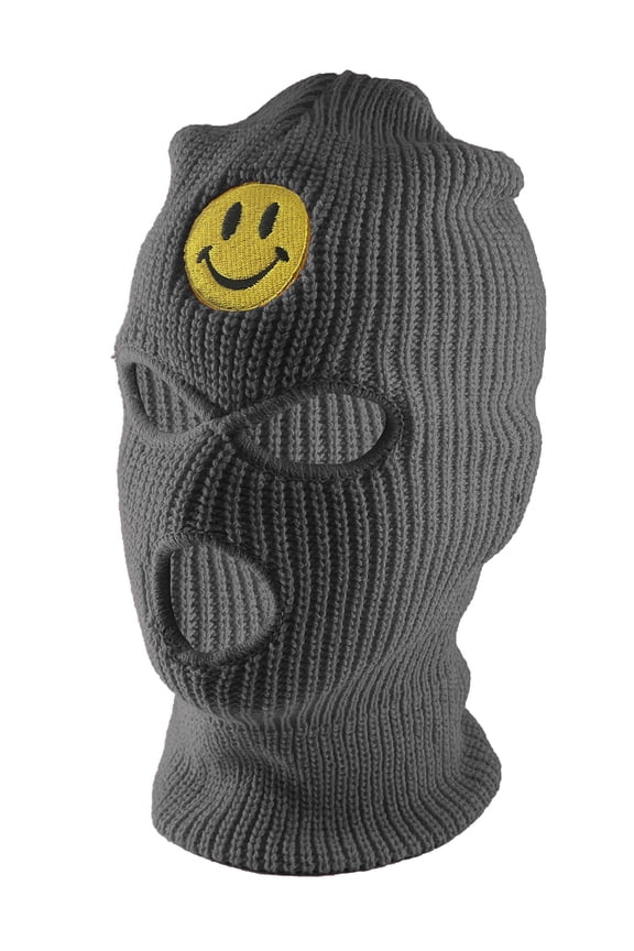 Smile Face 3-Hole Ski Mask - Smile - Charcoal