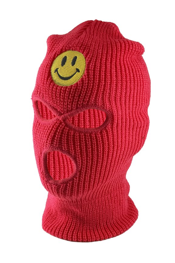 Smile Face 3-Hole Ski Mask - Smile - Red