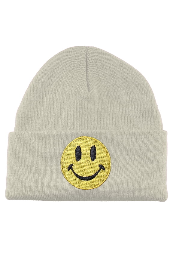 Smile Face Beanie - Classic - White